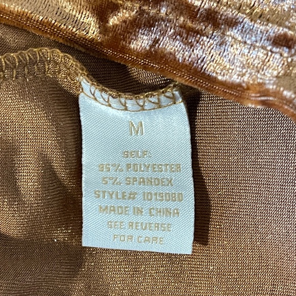 Anthropologie Flying Tomato Velvet Babydoll Mini Dress Gold Tiered Boho Medium - Picture 6 of 6